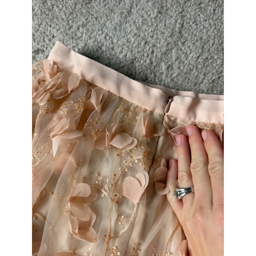 Anthropologie Eva Franco Skirt Fluttered Fete Tulle Petal Floral Blush Pink 0 - Picture 9 of 9